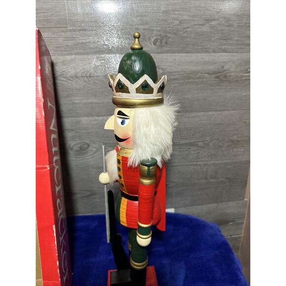 Vintage 20” Soldier Deluxe Wooden Nutcracker Timeless Treasures In Box Green Red - Picture 10 of 14